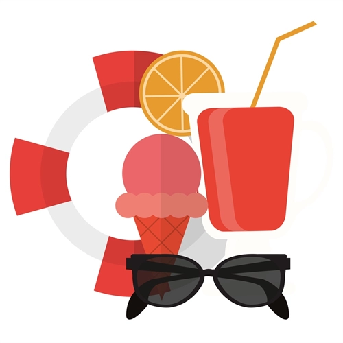 Summer Theme Beach Essentials Transparent Sticker